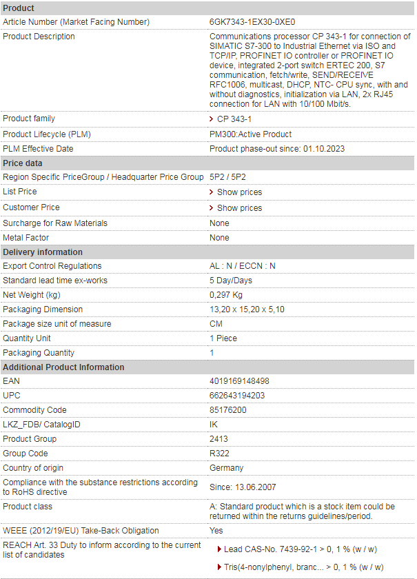 SIEMENS 6GK7343-1EX30-0XE0