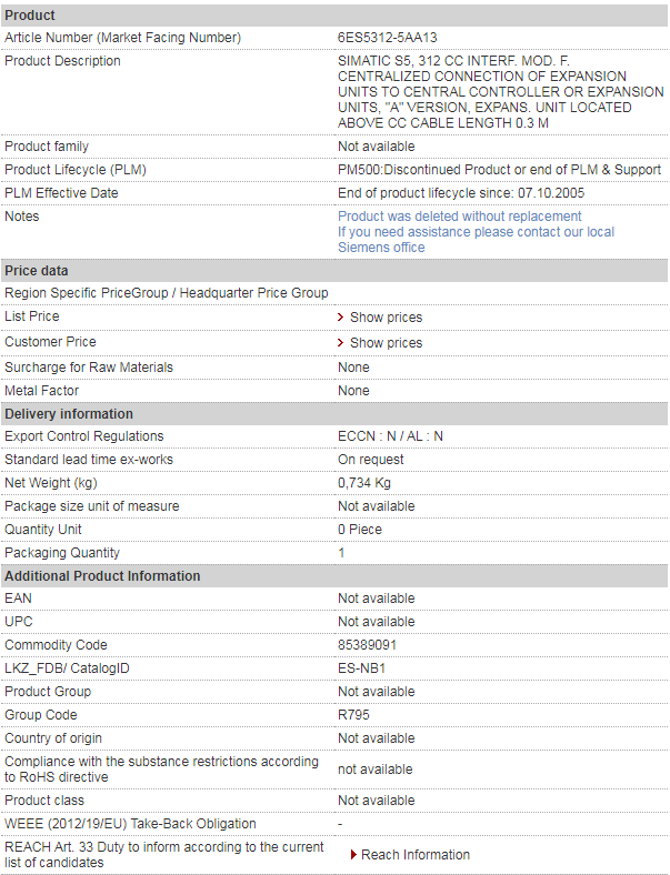 SIEMENS 6ES5312-5AA13