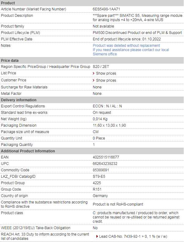 siemens 6ES5498-1AA71
