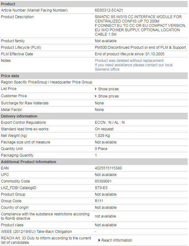 siemens 6ES5312-5CA21