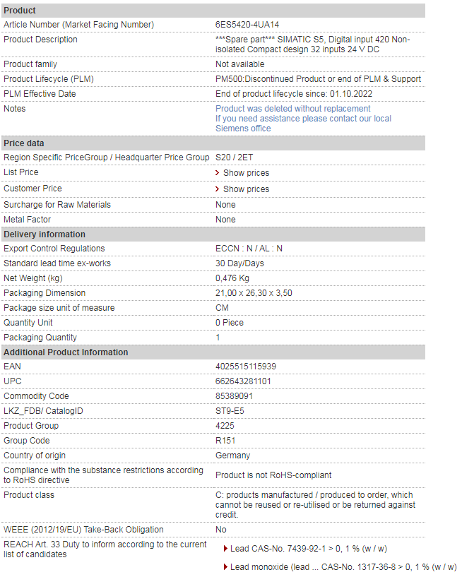 siemens 6ES5420-4UA14