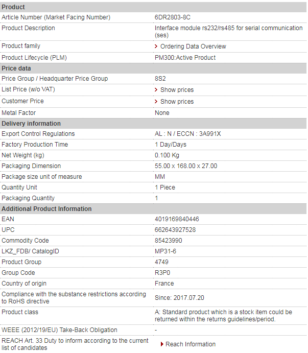 SIEMENS 6DR2803-8C