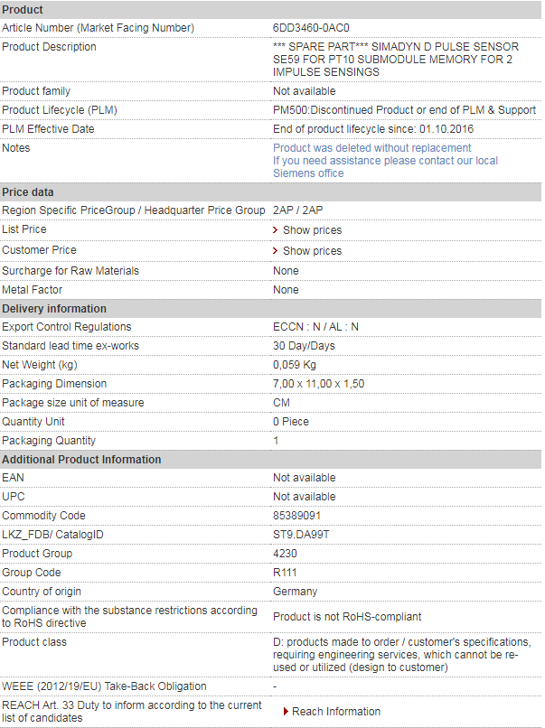 SIEMENS 6DD3460-0AC0