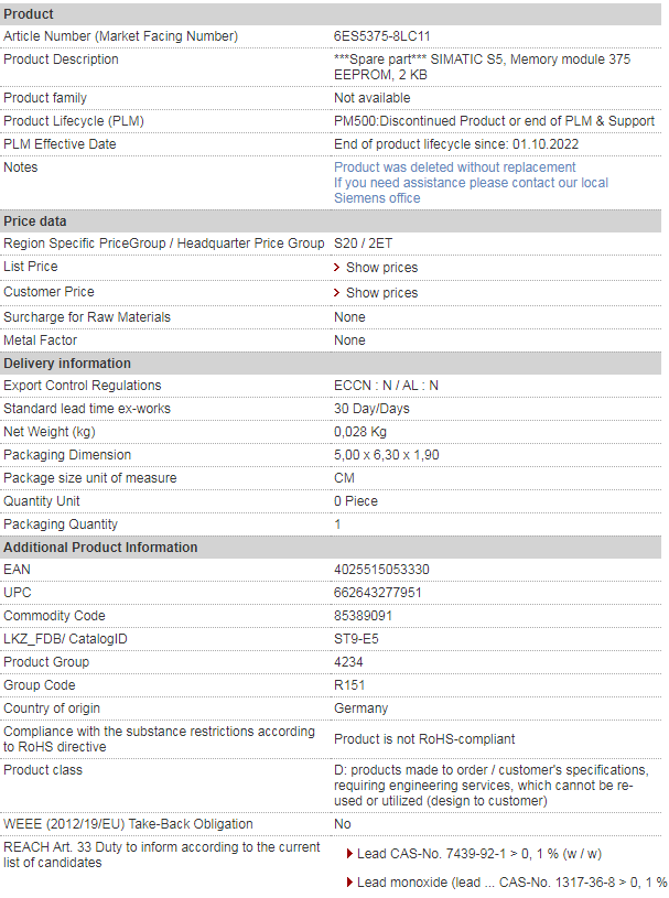SIEMENS 6ES5375-8LC11