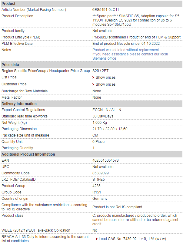 siemens 6ES5491-0LC11