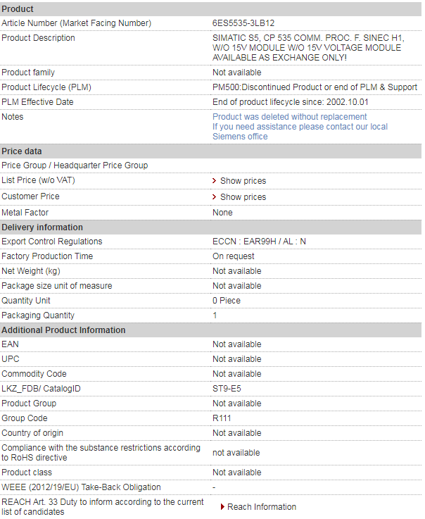 SIEMENS 6ES5535-3LB12