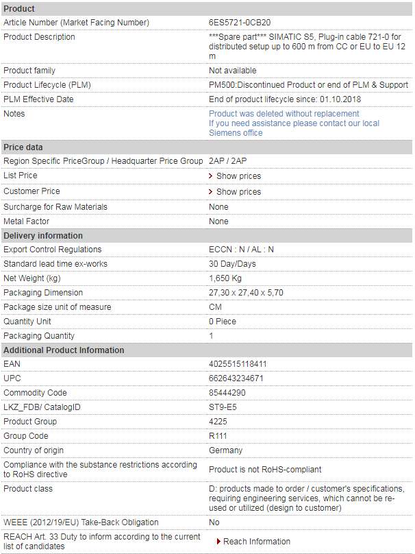siemens 6ES5721-0CB20