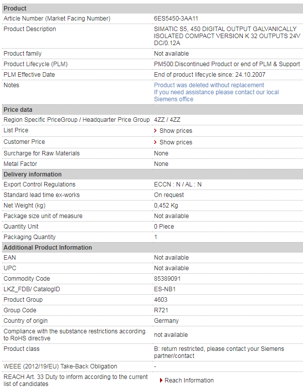 siemens 6ES5450-3AA11
