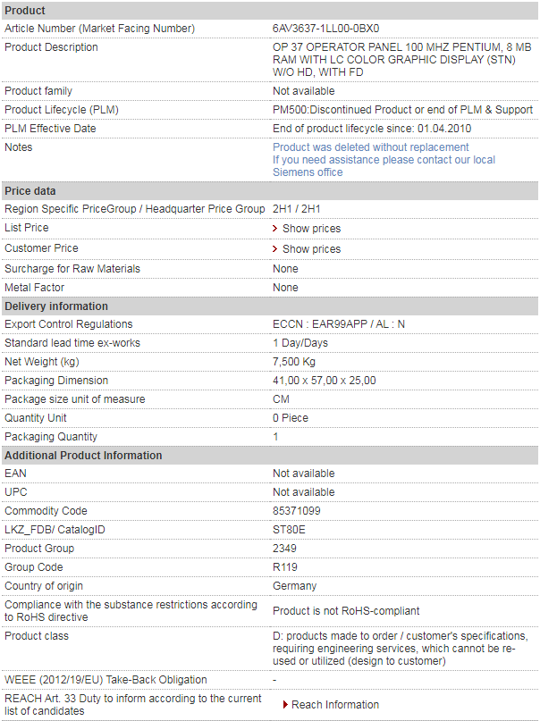 SIEMENS 6AV3637-1LL00-0BX0