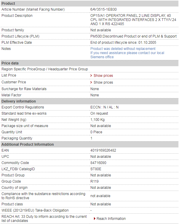 SIEMENS 6AV3515-1EB30