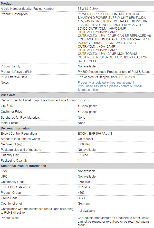 siemens 6EW1810-3AA