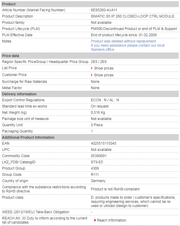 siemens 6ES5260-4UA11
