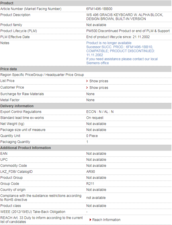 siemens 6FM1496-1BB00