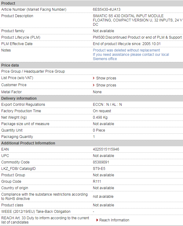 SIEMENS 6ES5430-4UA13