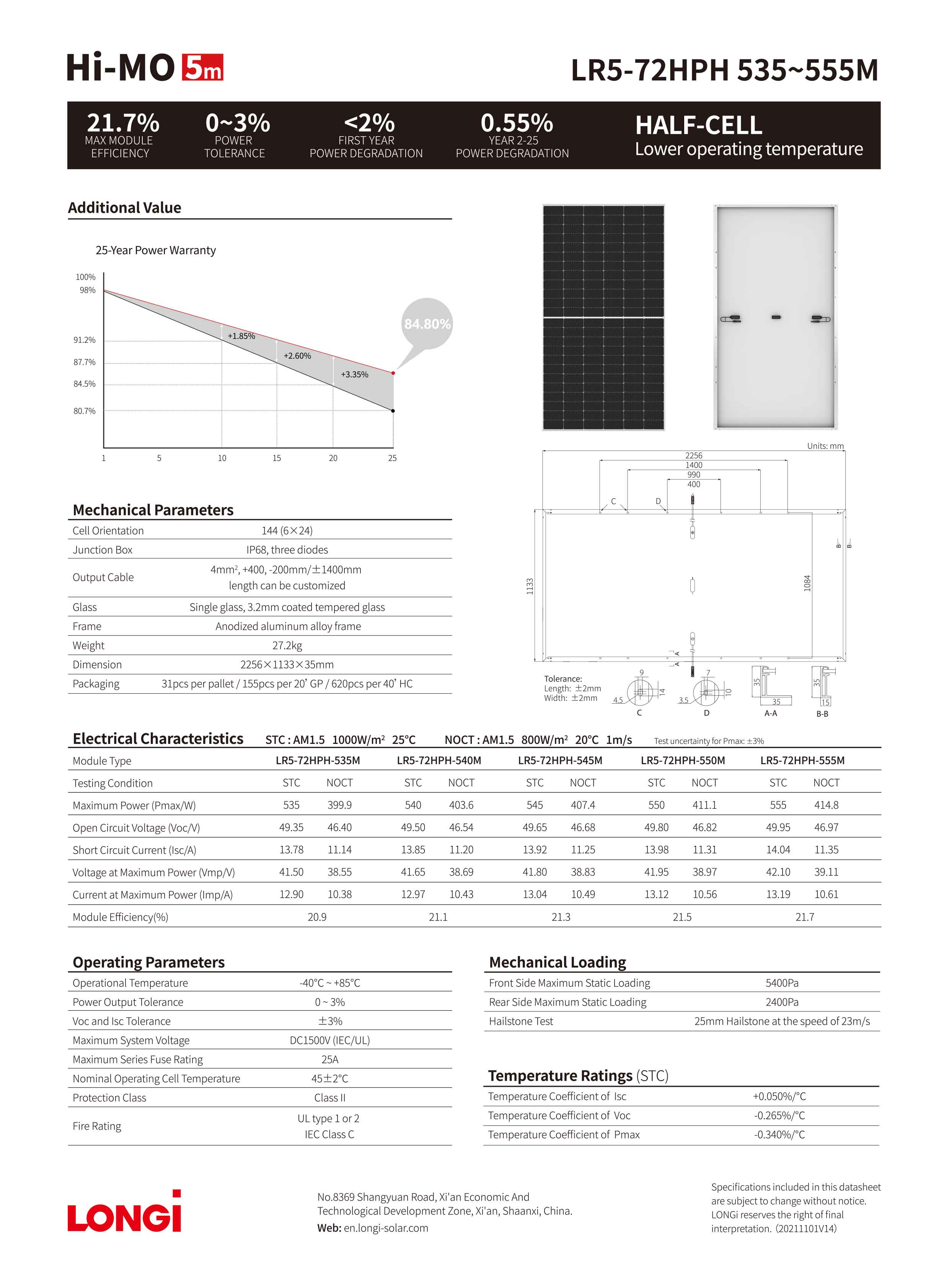 500W 550W Mono Poly Solar Panel