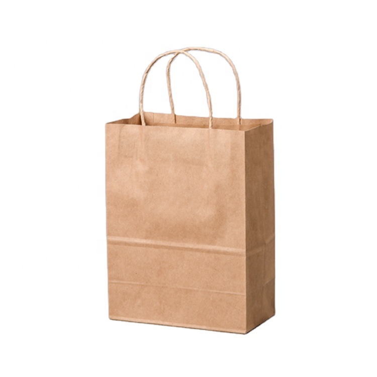 High-quality custom eco-friendly brown kraft paper bag with handles