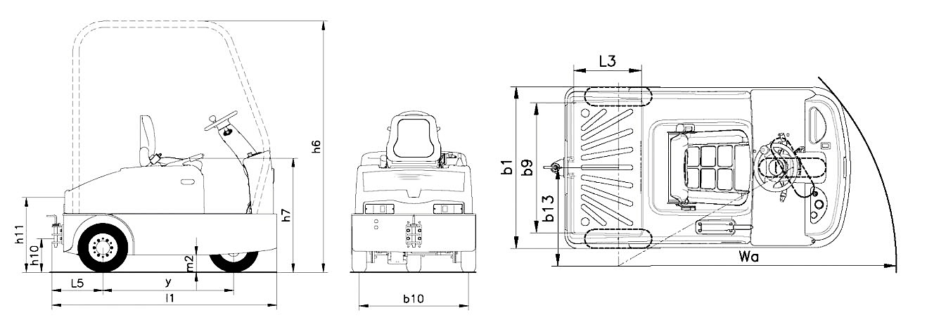 Size of 4.0-6.0 Tons Electric Seated Type Tow Tractor Size of 4.0-6.0 Tons Electric Seated Type Tow Tractor