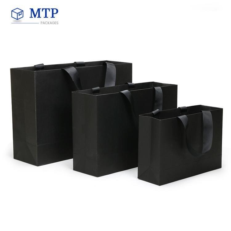 Custom High Quality Black Brown Kraft Paper Shopping Bag