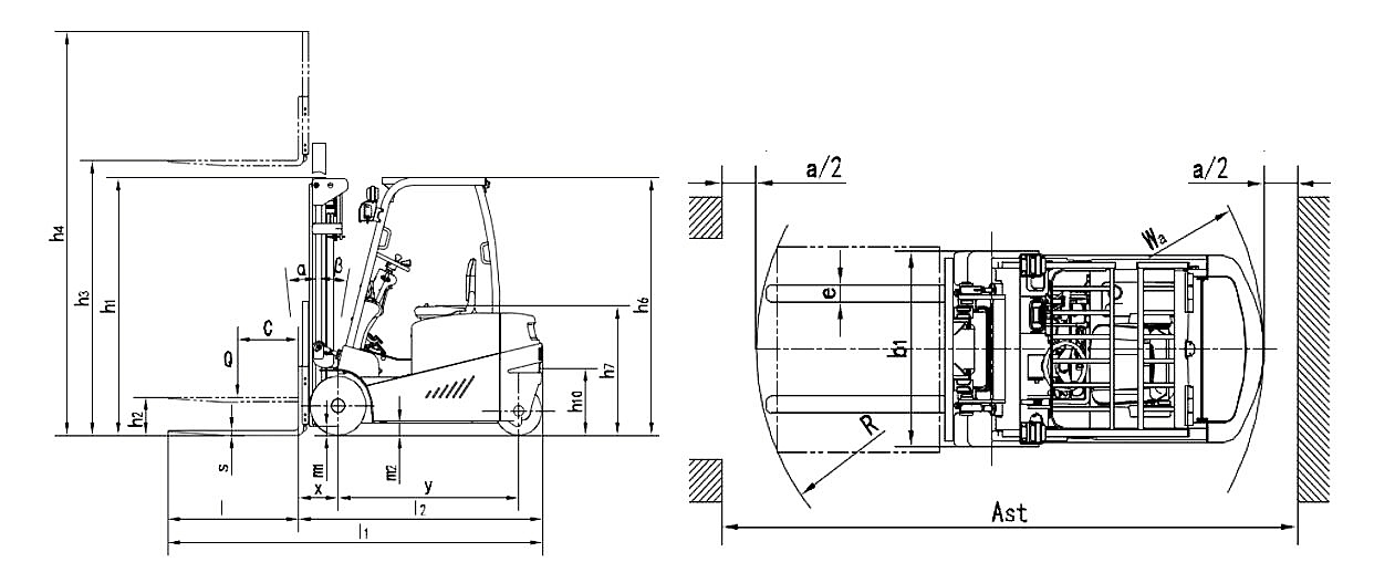Size OF Front Dual-Drive 3 Wheel Electric Forklift Size OF Front Dual-Drive 3 Wheel Electric Forklift For Cold Storage