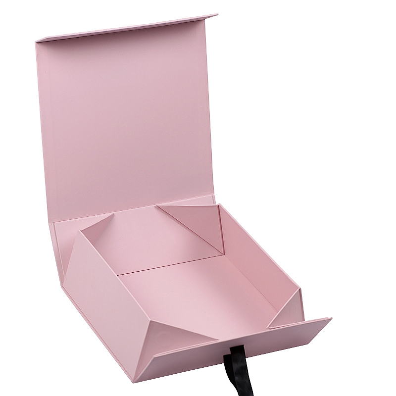 Custom Printed Magnetic Folding Gift Packaging Boxes with Ribbon 