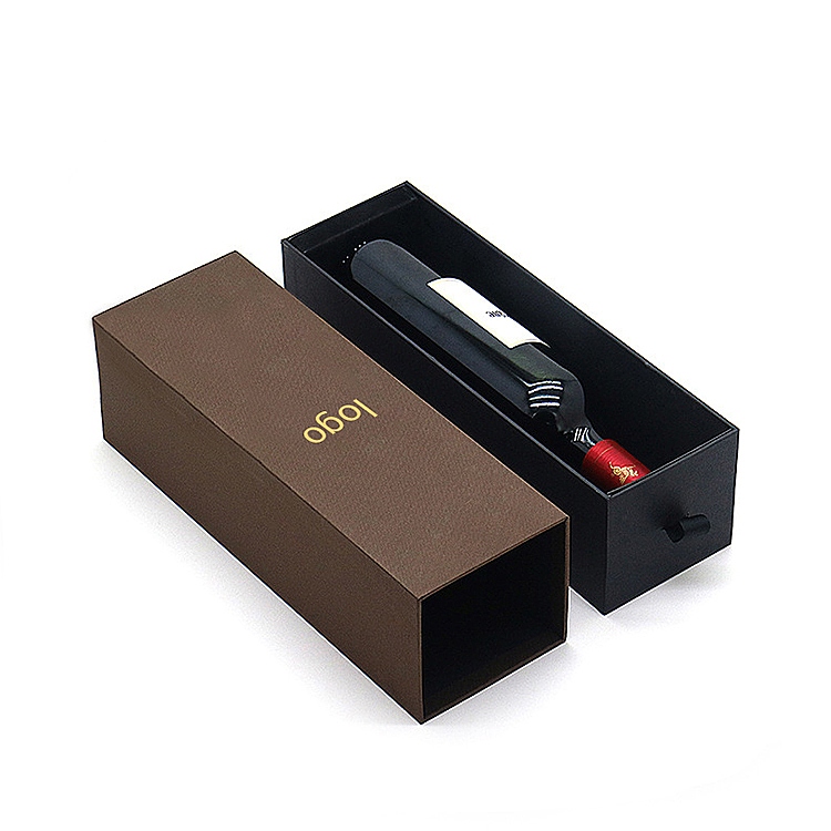 Custom High-Grade Hardcover Drawer Red Wine Paper Box Single Red Wine 