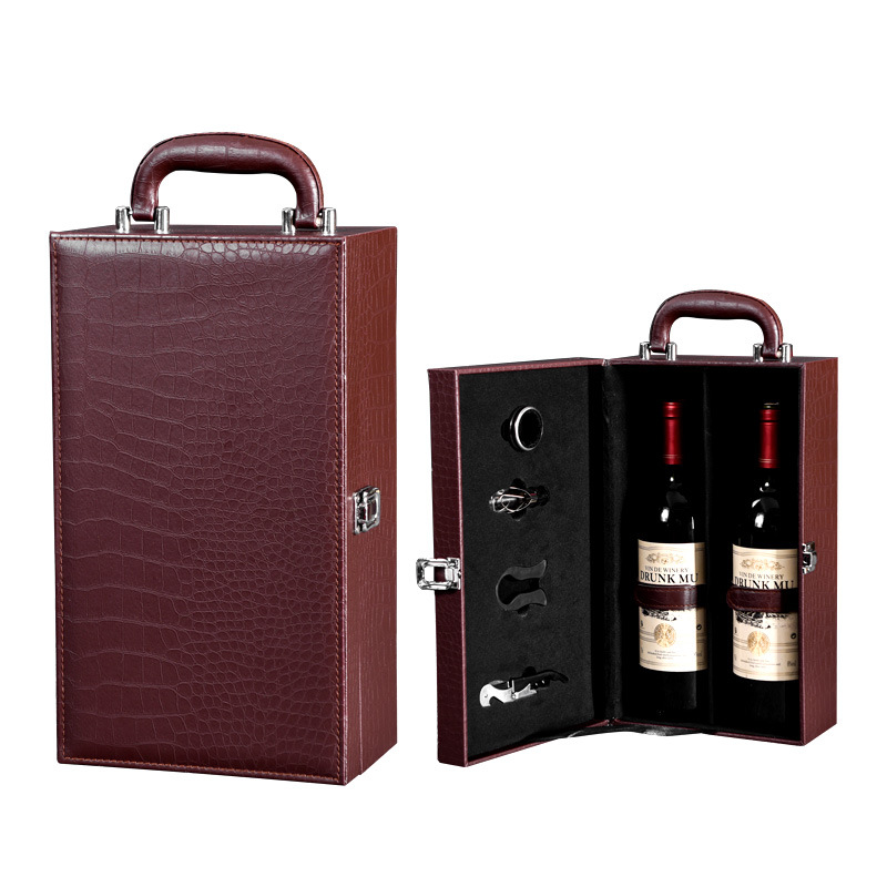 Wholesale custom leather boxes for champagne red wine