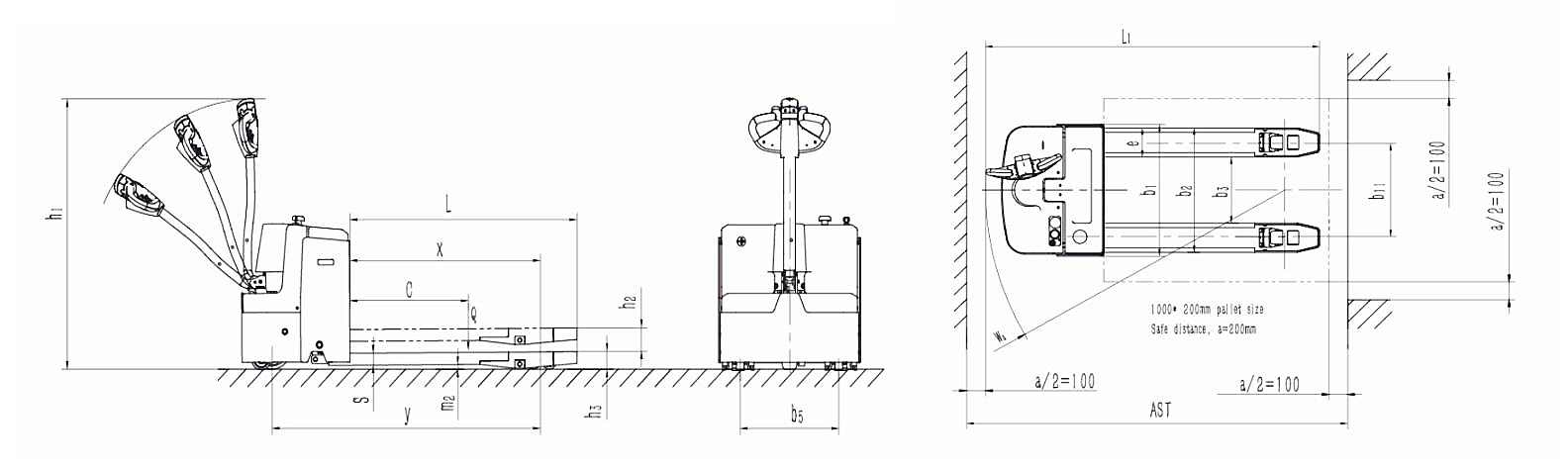 Size of Electric Walkie Type Battery Powered Pallet Truck Size of Electric Walkie Type Battery Powered Pallet Truck