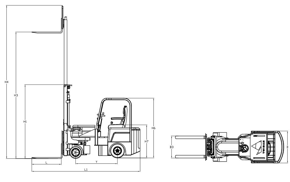 Size of Electric Articulated Forklift 