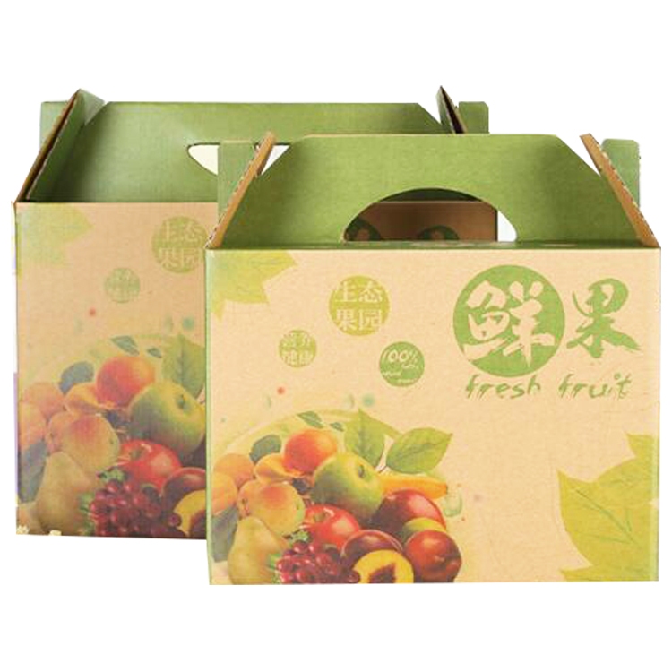 Custom Logo Transport Packaging Box With Handle For Fruit and Vegetable  