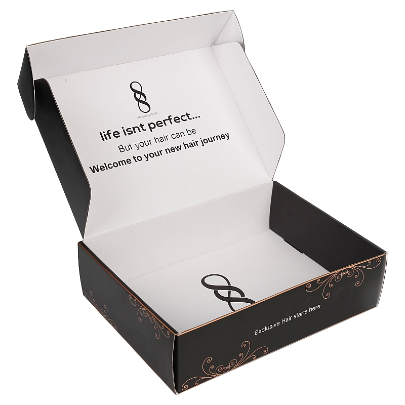 Custom Logo Foldable Corrugated Boxes Black Shipping Boxes 