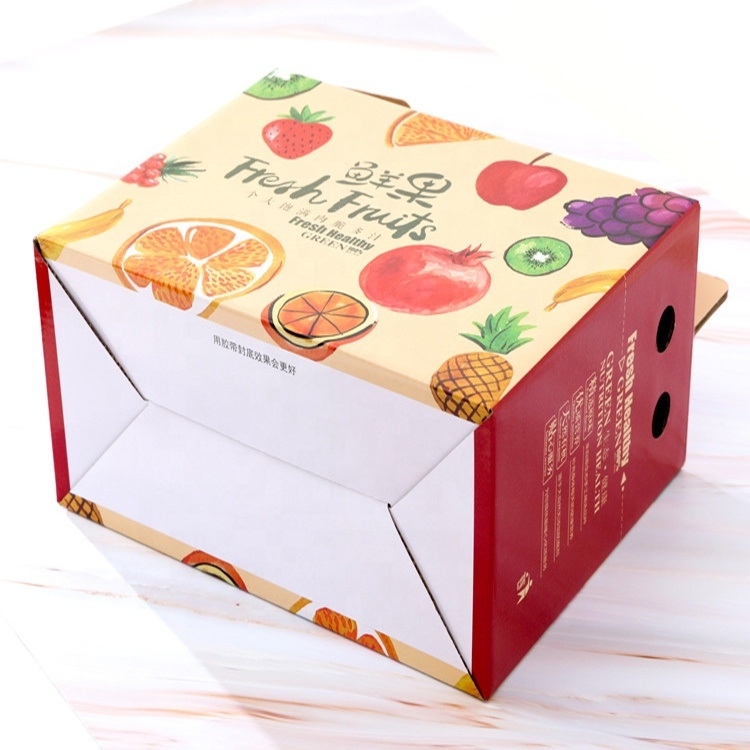 Custom Logo Transport Packaging Box With Handle For Fruit and Vegetable  