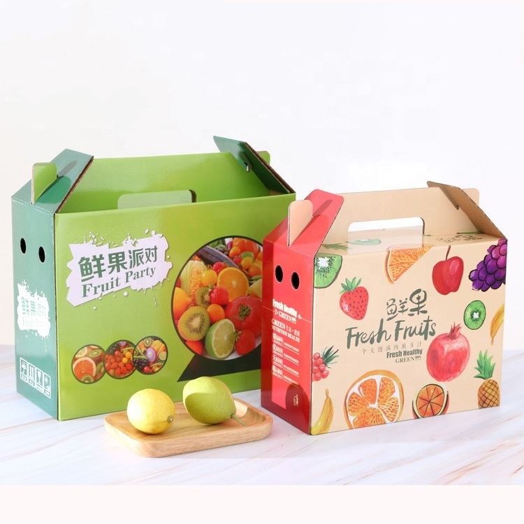 Custom Logo Transport Packaging Box With Handle For Fruit and Vegetable Custom Logo Transport Packaging Box With Handle For Fruit and Vegetable