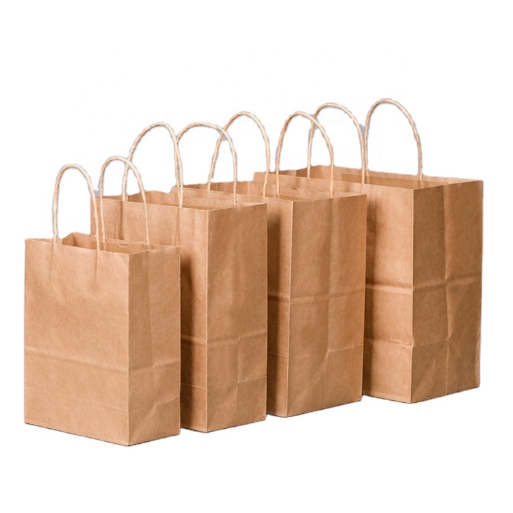 High-quality custom eco-friendly brown kraft paper bag with handles