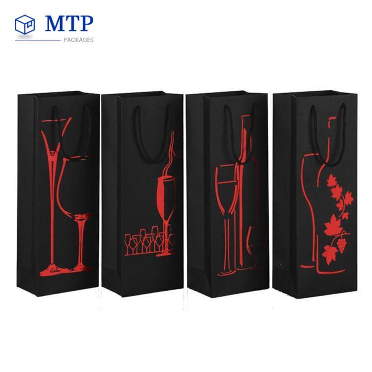 High Quality Custom Logo Wine Bottle Packaging Paper Bag