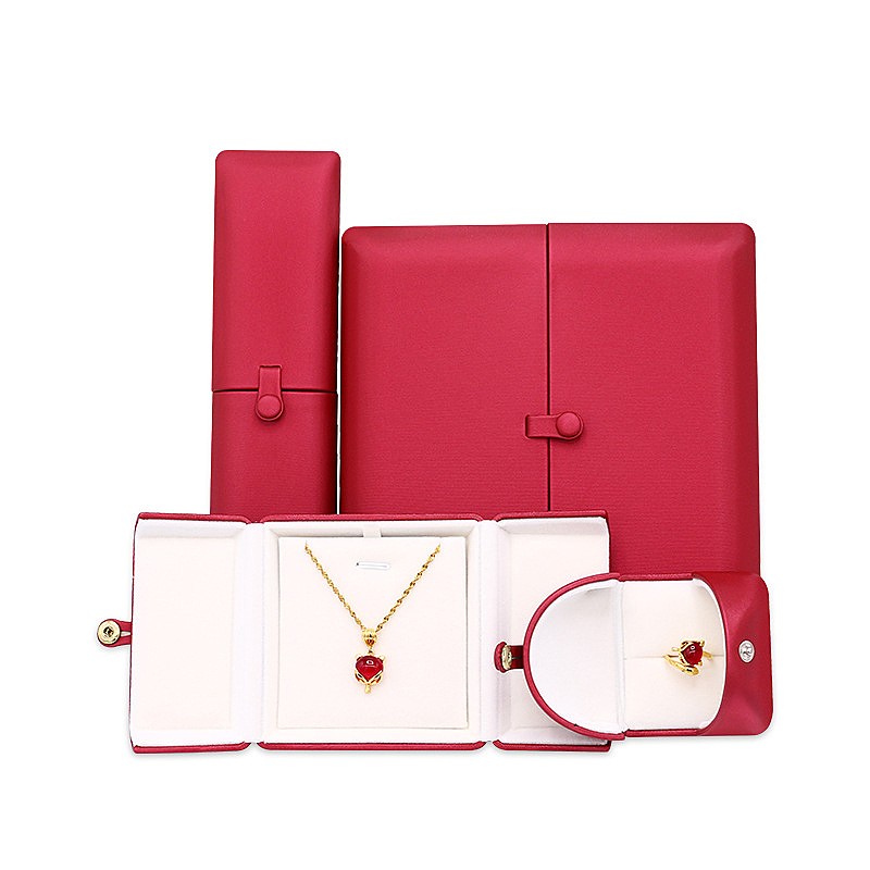 Custom Double Doors PU Leather Deerskin Velvet Folio Ring Pendant Necklace Pearl Box Custom Double Doors PU Leather Deerskin Velvet Folio Ring Pendant Necklace Pearl Box