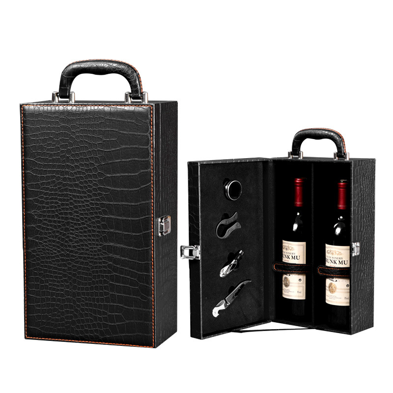 Wholesale custom leather boxes for champagne red wine Wholesale custom leather boxes for champagne red wine