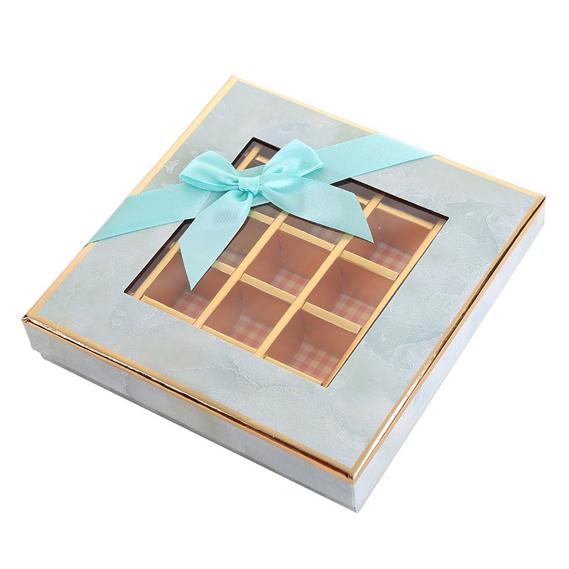 Custom Dessert Chocolate Box Marble Gift Packaging Box with The Bow Section