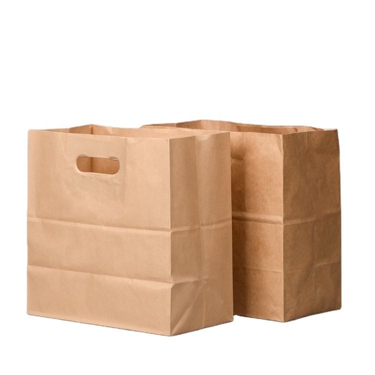 High-quality custom eco-friendly brown kraft paper bag with handles