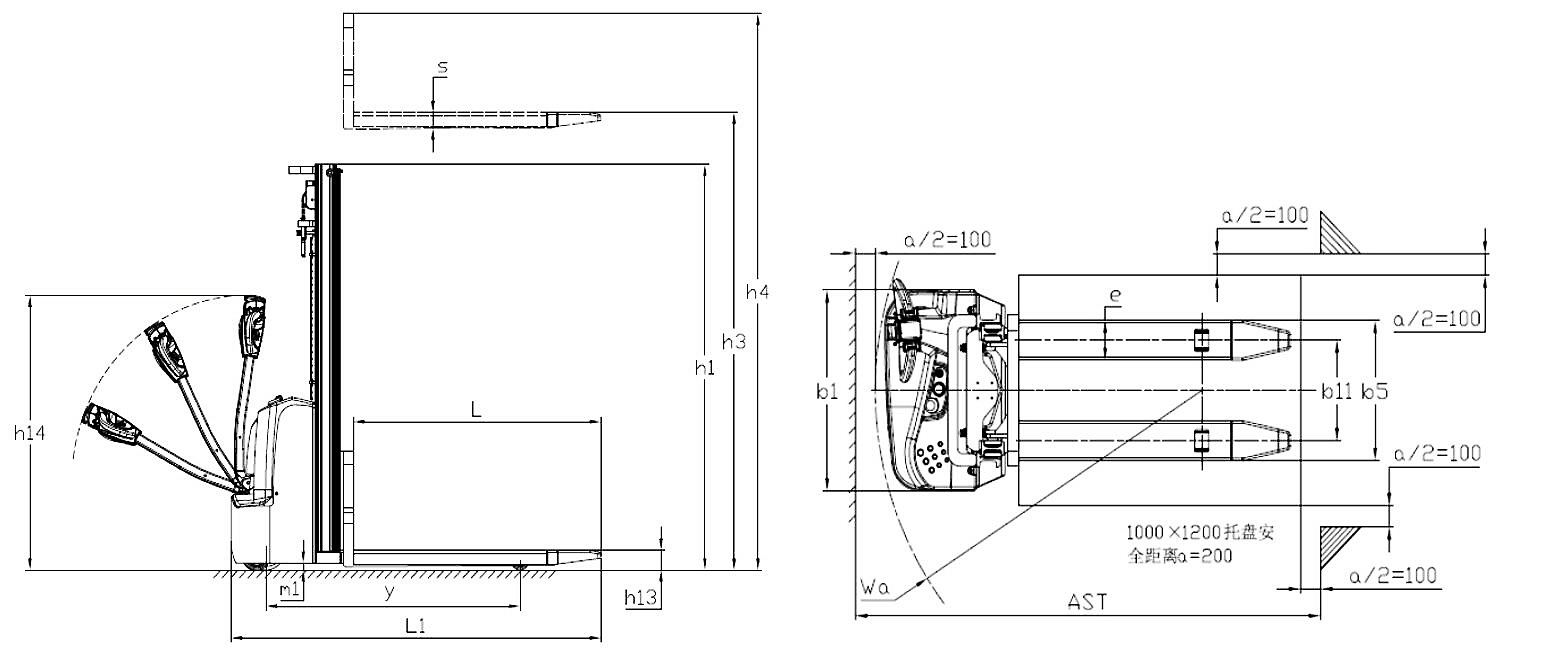 Size Of Walkie Type Electric Battery Powered Pallet Stacker Size Of Walkie Type Electric Battery Powered Pallet Stacker