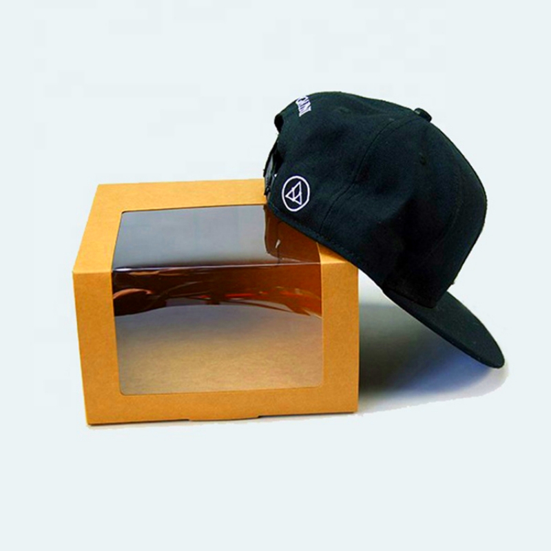 Custom Logo Baseball Cap Paper Packaging Box with Clear Window Custom Logo Baseball Cap Paper Packaging Box with Clear Window