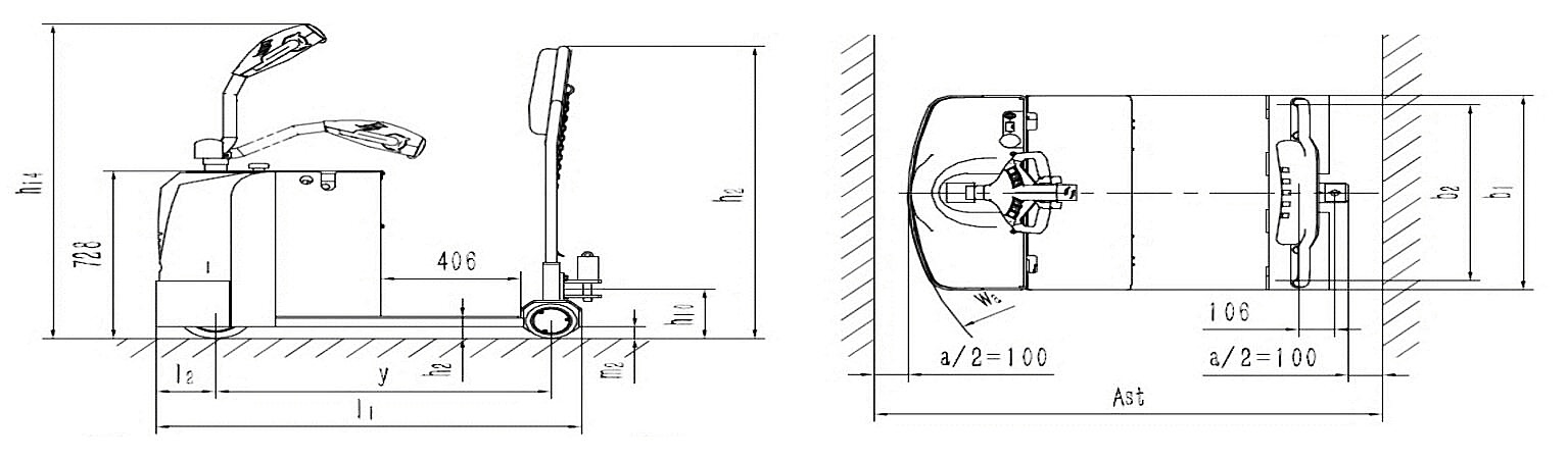 Size of Electric Stand On Type Tow Tractor