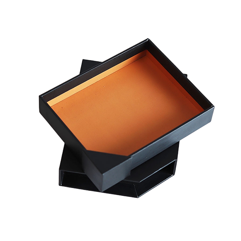 Custom Gold Logo Black Gift Paper Box for Shirt Belt Wallet Watch