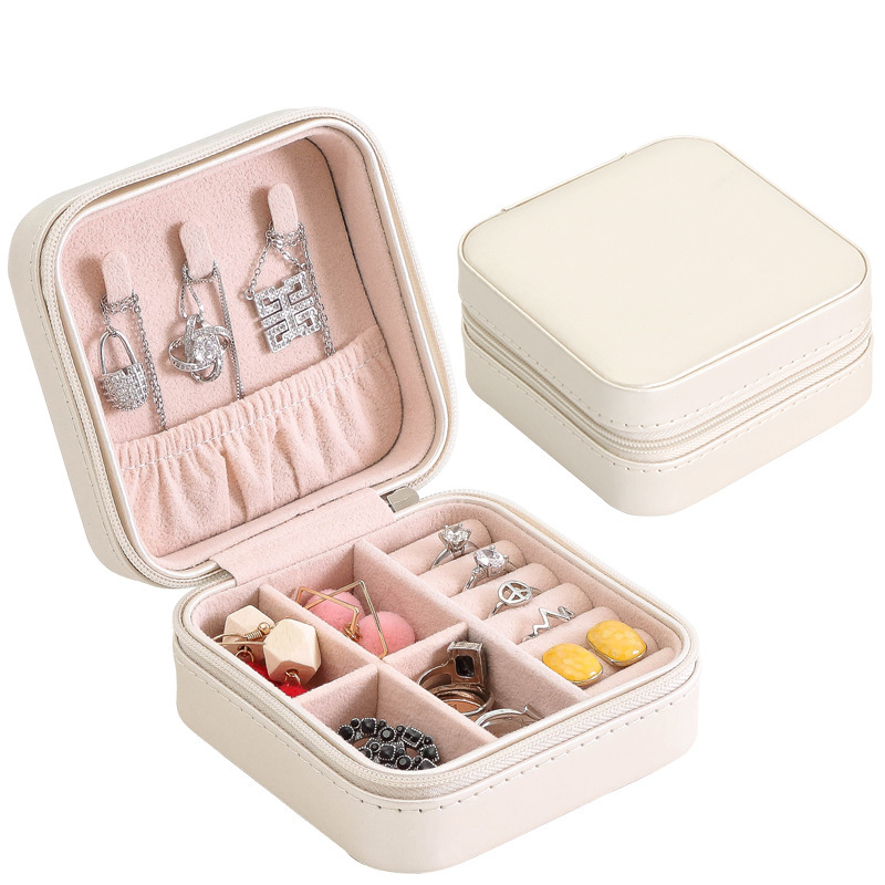 Flip Lid Zipper Jewelry Organizer Boxes for Ring Earring Bracelet Necklace with Divider Cardboard 