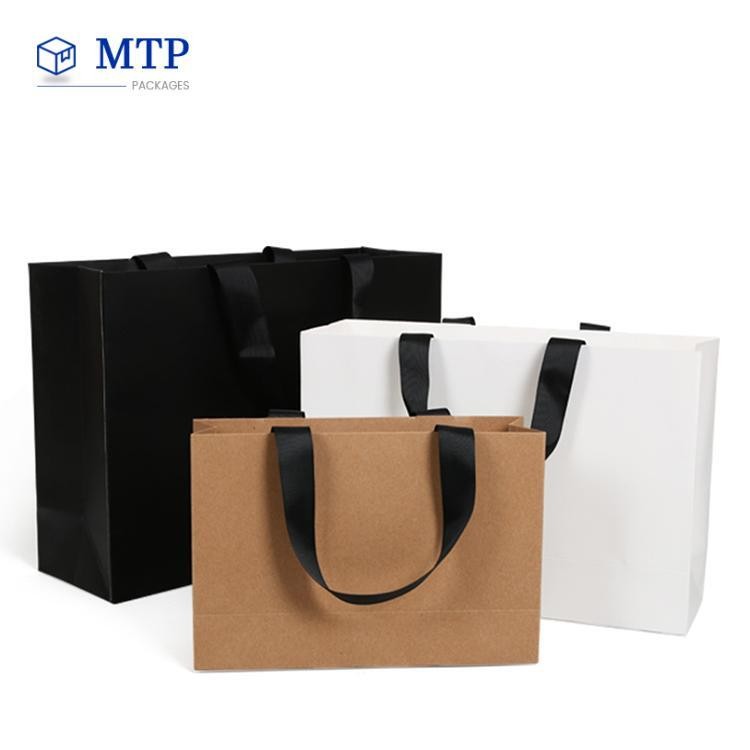 Custom High Quality Black Brown Kraft Paper Shopping Bag