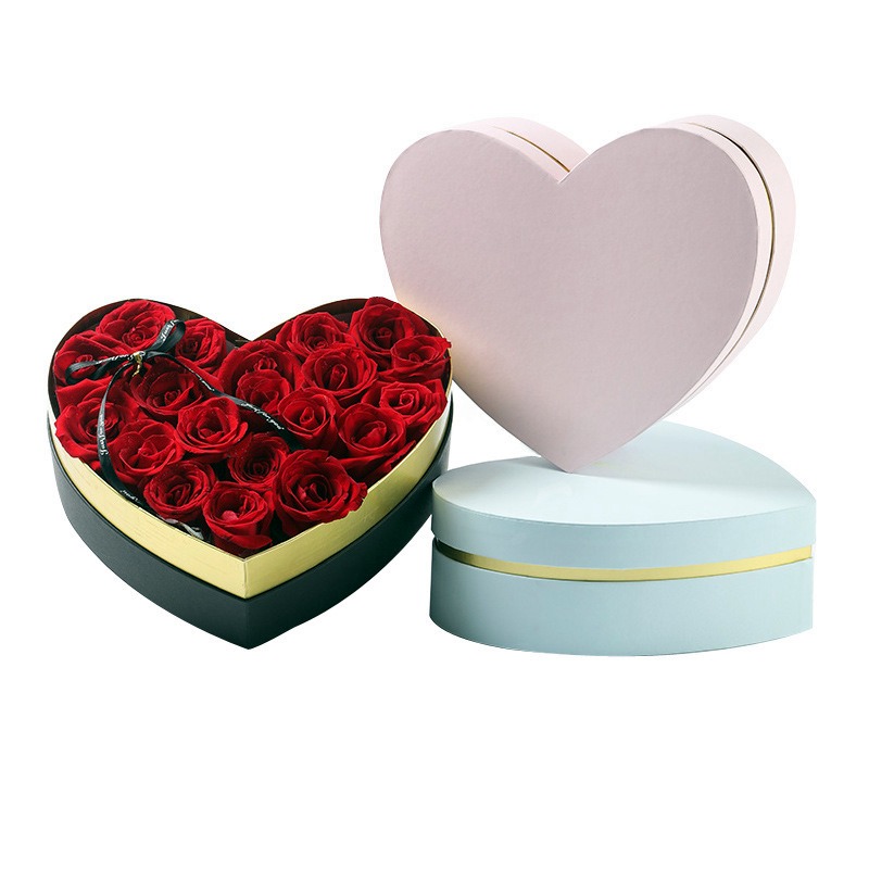 Custom Heart Shaped Boxes for Roses Romantic Present Gift 