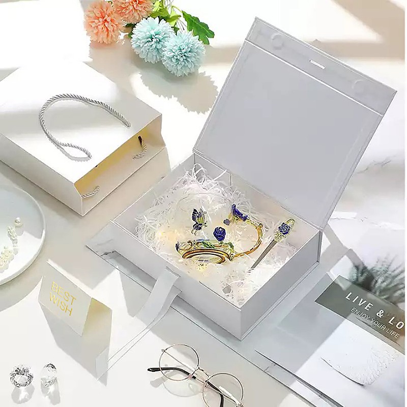 Custom Gold Stamping Packaging Big Large Changeable Ribbon Folding Packaging Box