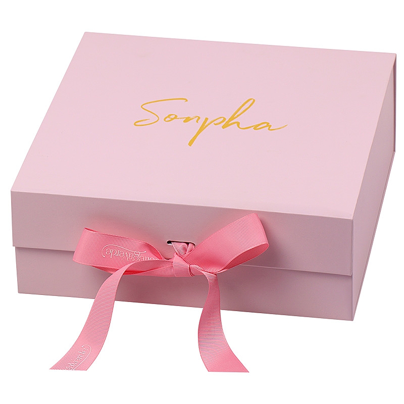 Custom Printed Magnetic Folding Gift Packaging Boxes with Ribbon 