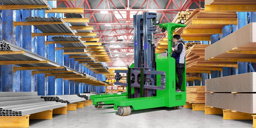 Application of Wide Body Standing Type 4-directional Reach Truck Application of Wide Body Standing Type 4-directional Reach Truck
