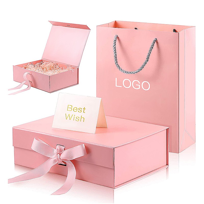 Custom Gold Stamping Packaging Big Large Changeable Ribbon Folding Packaging Box