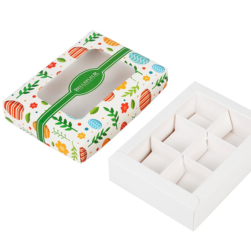 Hot Sale Lattice Empty White Chocolate Box with Clear Pvc Window